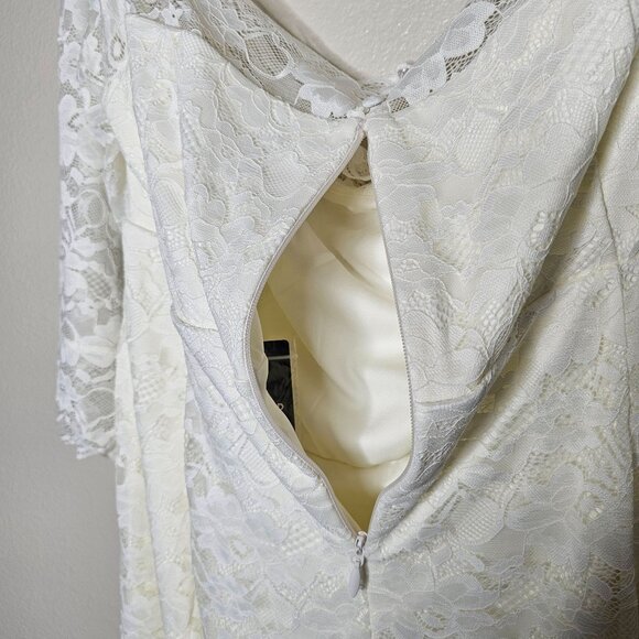 Torrid 26 Ivory Off Shoulder Bodycon Lace Midi Dress Wedding Special Occasion - Picture 5 of 7
